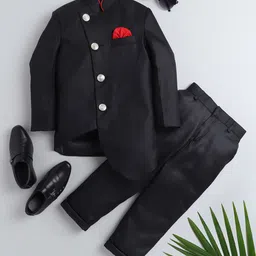 Jeetethnics Boys Black Solid Two-Piece Suit-image-68
