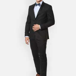Louis Philippe Men Black Self Design Slim-Fit Tuxedo Formal Suit-picture-19