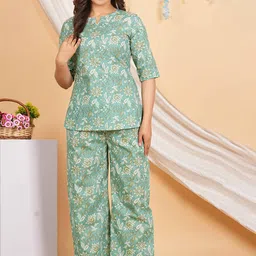 RAJPUTANA CAMISA Floral Printed Pure Cotton Night Suit-picture-14