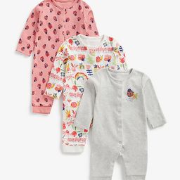 mothercare Infants Kids Pack Of 3 Printed Cotton Rompers-image-28