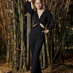 Athena Black Ruffles Cut-Out Basic Jumpsuit-picture-51