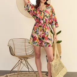 Berrylush Abstract Printed V-Neck Playsuit-picture-3