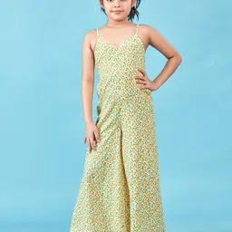 Lil Peacock Girls Ethnic Motifs Printed Sleeveless Smocked Basic Jumpsuit-image-17