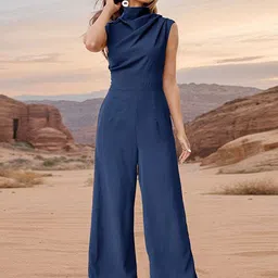 StyleCast x Revolte Blue Cowl Neck Sleeveless Basic Jumpsuit-53