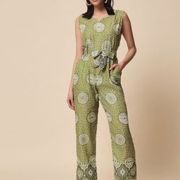 Hinayat Fashion Printed Sleeveless Cotton Basic Jumpsuit With Waist Tie-Ups-picture-31