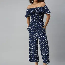 SHOWOFF Printed Off-Shoulder Gathers Basic Jumpsuit-picture-45