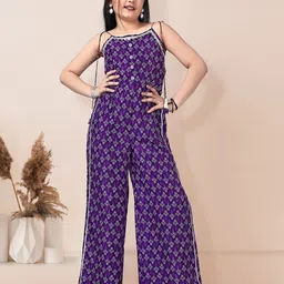FASHION DREAM Girls Ethnic Motif Printed Shoulder Strap Neck Basic Jumpsuit-image-49