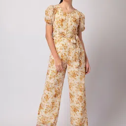FabAlley Yellow & Beige Printed Basic Jumpsuit-picture-28