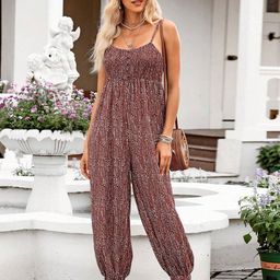 StyleCast Maroon & White Shoulder Straps Printed Basic Jumpsuit-picture-21