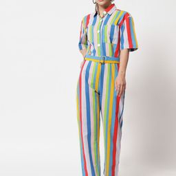 Orchid Blues Red & Green Striped Basic Jumpsuit-23