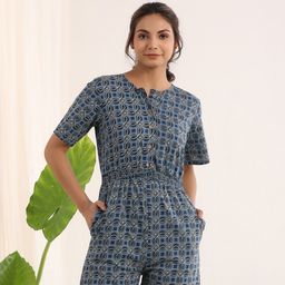 SANSKRUTIHOMES Ethnic Motifs Printed Cotton Playsuit Jumpsuit-image-66