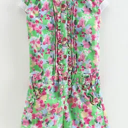 KiddoPanti Girls Printed Ruffle Placket Jumpsuit-image-39