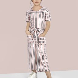 Naughty Ninos Girls Striped Waist Tie-Ups Basic Jumpsuit-image-70
