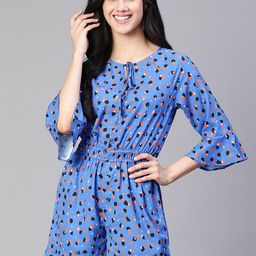 Oxolloxo Floral Print Tie-Up Playsuit-picture-37