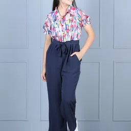 StyleStone Girls White & Pink Printed Basic Jumpsuit-26