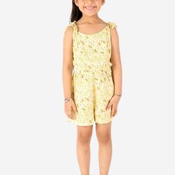 Superminis Girls Yellow & Green Floral Printed Playsuit-image-58
