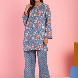 Secret Wish Floral Printed Pure Cotton Night suit-picture-23