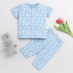 Clt s Unisex Kids Blue Printed Pure Cotton Night suit-image-54