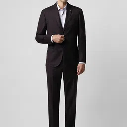 Van Heusen Checked Slim-Fit Single-Breasted Two-Piece Formal Suit-image-44
