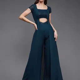 Miss Chase Georgette Embellished Regular Cut Out Square Neck Relaxed Fit Jumpsuit-image-22