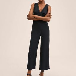 MANGO Black Modal Basic Jumpsuit with Lace Inserts image 4