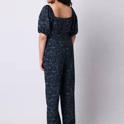 FabAlley Curve Plus Size Black & Blue Printed Basic Jumpsuit image 2