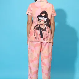 SEPHANI Abstract Printed Lapel Collar Night suit-16