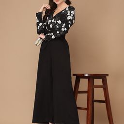 KASSUALLY Black & White Printed Basic Jumpsuit image 2