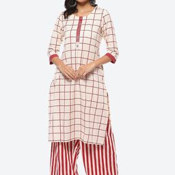 Biba Checked Printed Kurta With Palazzos-61