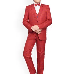 BAESD Boys 4-Piece Checked Single-breasted Party Suit Set-image-62