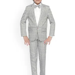 BAESD Boys 4-Piece Checked Single-breasted Party Suit Set-image-67