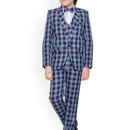 BAESD Boys 5-Piece Checked Single-breasted Party Suit Set-image-25