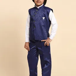 Pro-Ethic STYLE DEVELOPER Boys Self Design Slim-Fit Single-Breasted Cotton 3-Piece Suit-image-0