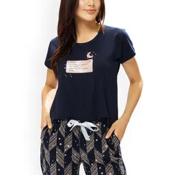 Lotik Women Printed Round Neck Night Suit-image-96