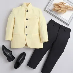BAESD Boys 2 Piece Mandarin Collar Bandhgala Blazer With Trousers-image-37