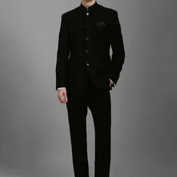 Louis Philippe Women Slim-Fit Bandhgala Two-Piece Suit-image-58