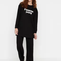 Trendyol Typography Printed Round Neck Tracksuits-image-49