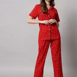 SEPHANI Women Red & White Printed Night suit-picture-20