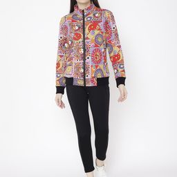 Chkokko Women Red & Purple Geometric Printed Tracksuits-17