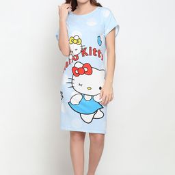 GRACIT Women Blue Hello Kitty Printed Nightdress-image-40