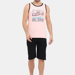 Masculino Latino Men Pink & Black Printed Cotton Night suit-picture-45