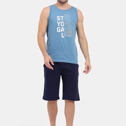Masculino Latino Men Blue & Navy Blue Printed Pure Cotton Night suit-image-92