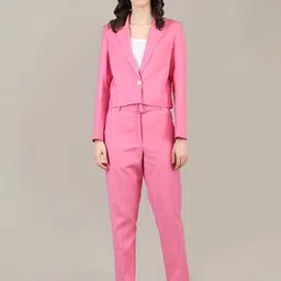Dlanxa Women Pink Solid Single Breasted Two Piece Suits-picture-41