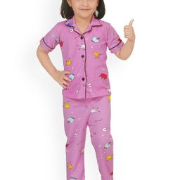 BURBN Girls Conversational Printed Night Suit-image-118