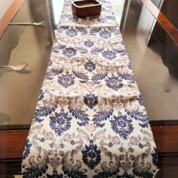 akira Introducing our Beige Blue Grey Traditional Design Table Runner, ideal for tables sized 12 72 inches.-picture-47
