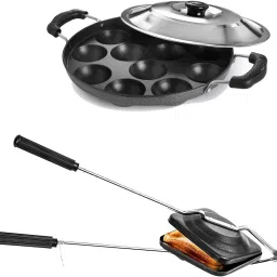 Non-Stick Coated Combo Sandwich Toaster, 12 Cavity Appam Patra with Steel Lid K7 0 W Pop Up Toaster-picture-37