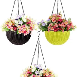 Hanging Plastic Vase With Iron Chain 7.1 Inches Plastic Vase-13