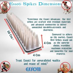 Essoti Guard: Universal Spike Deterrent for Monkeys, Dogs, Cats, Birds -Pack of 20 Ideal for Railings, AC Units, and More! (White, 20) image 2