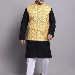 SOJANYA PLUS Straight Kurta With Pyjamas & With Printed Nehru Jacket-31