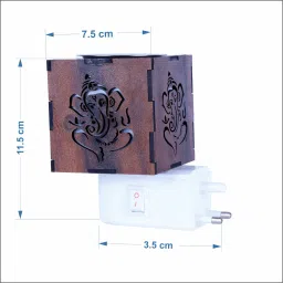 gojeeva Electrical Camphor Carved Pattern Wooden Kapoor Dani & Essential Oil Diffuser Plastic Incense Holder image 4